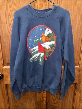 Vintage Navy unisex Crewneck Sweatshirt with Cardinal Graphic